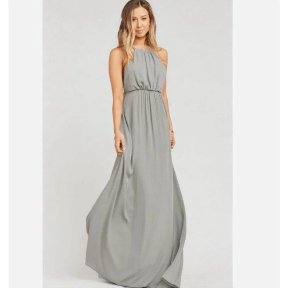 Show Me Your Mumu Women’s Grey Halter Maxi Dress Size XL Bridesmaid Wedding